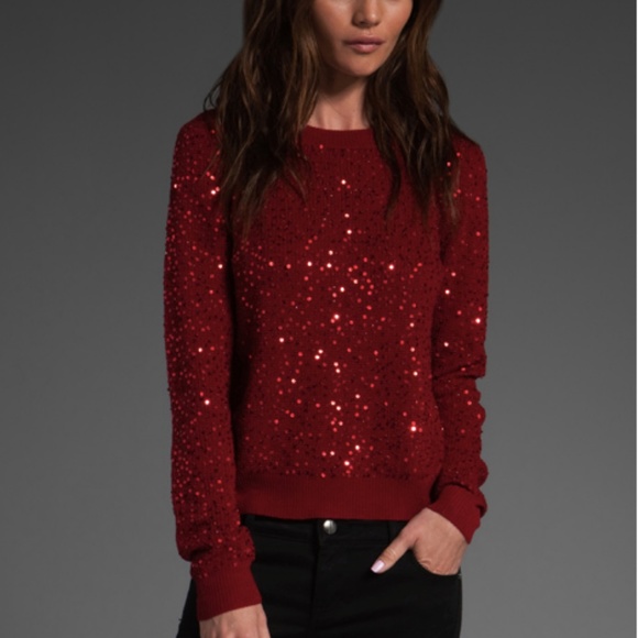 womens red sparkle sweater